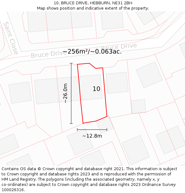 10, BRUCE DRIVE, HEBBURN, NE31 2BH: Plot and title map
