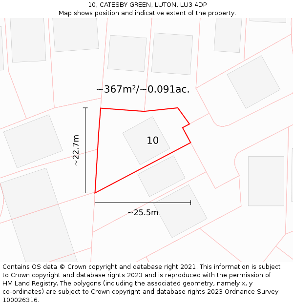 10, CATESBY GREEN, LUTON, LU3 4DP: Plot and title map