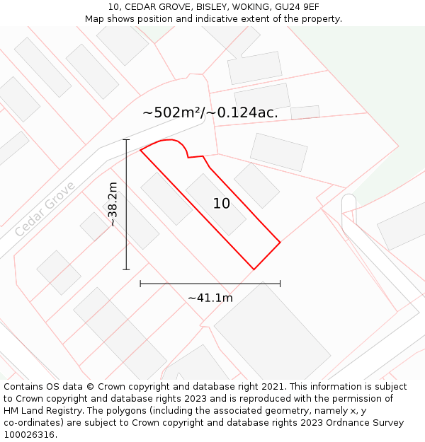 10, CEDAR GROVE, BISLEY, WOKING, GU24 9EF: Plot and title map