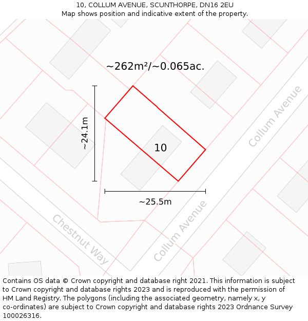 10, COLLUM AVENUE, SCUNTHORPE, DN16 2EU: Plot and title map