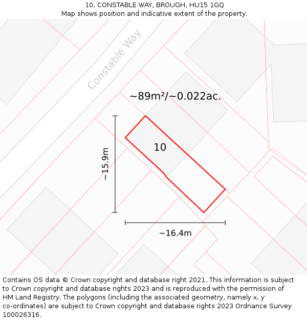 10, CONSTABLE WAY, BROUGH, HU15 1GQ: Plot and title map