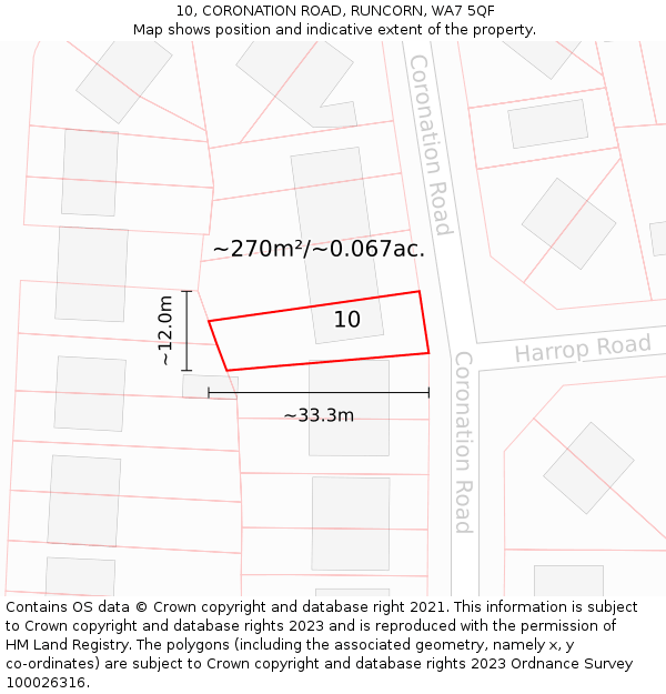 10, CORONATION ROAD, RUNCORN, WA7 5QF: Plot and title map