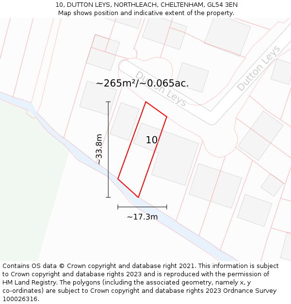 10, DUTTON LEYS, NORTHLEACH, CHELTENHAM, GL54 3EN: Plot and title map