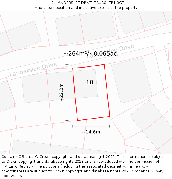 10, LANDERSLEE DRIVE, TRURO, TR1 3GF: Plot and title map