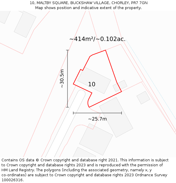 10, MALTBY SQUARE, BUCKSHAW VILLAGE, CHORLEY, PR7 7GN: Plot and title map