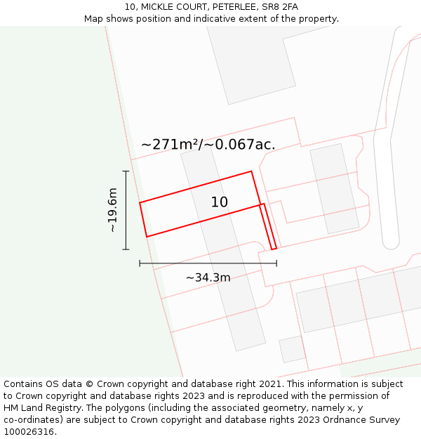 10, MICKLE COURT, PETERLEE, SR8 2FA: Plot and title map