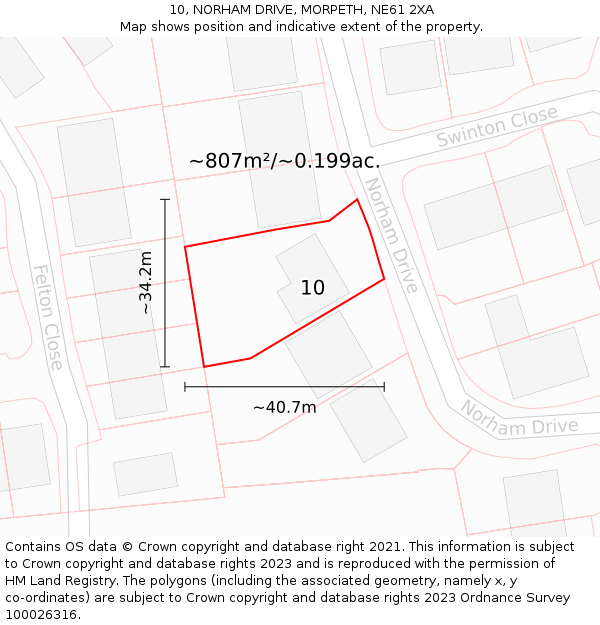 10, NORHAM DRIVE, MORPETH, NE61 2XA: Plot and title map