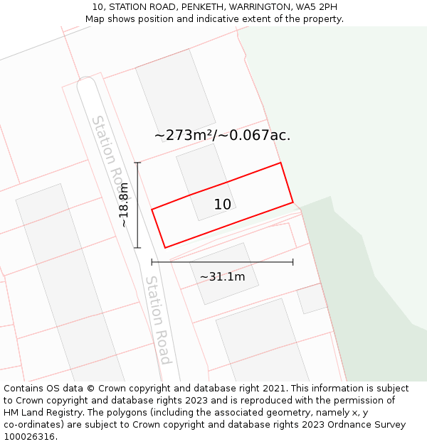 10, STATION ROAD, PENKETH, WARRINGTON, WA5 2PH: Plot and title map