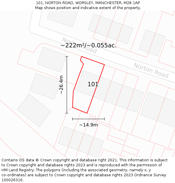 101, NORTON ROAD, WORSLEY, MANCHESTER, M28 1AP: Plot and title map