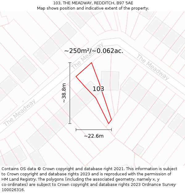 103, THE MEADWAY, REDDITCH, B97 5AE: Plot and title map
