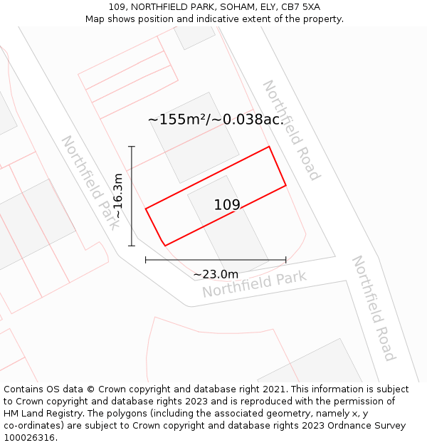 109, NORTHFIELD PARK, SOHAM, ELY, CB7 5XA: Plot and title map