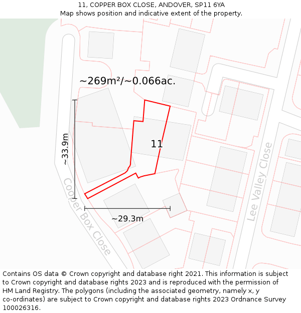 11, COPPER BOX CLOSE, ANDOVER, SP11 6YA: Plot and title map