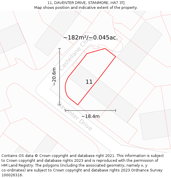 11, DAVENTER DRIVE, STANMORE, HA7 3TJ: Plot and title map