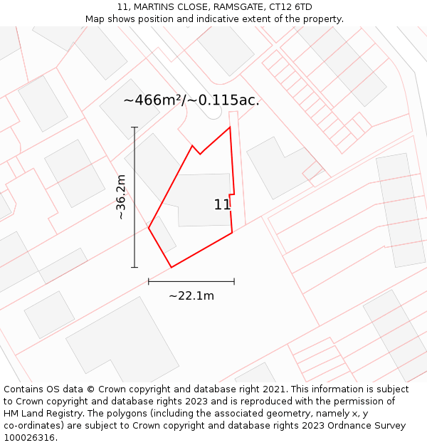 11, MARTINS CLOSE, RAMSGATE, CT12 6TD: Plot and title map