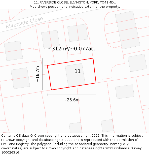 11, RIVERSIDE CLOSE, ELVINGTON, YORK, YO41 4DU: Plot and title map