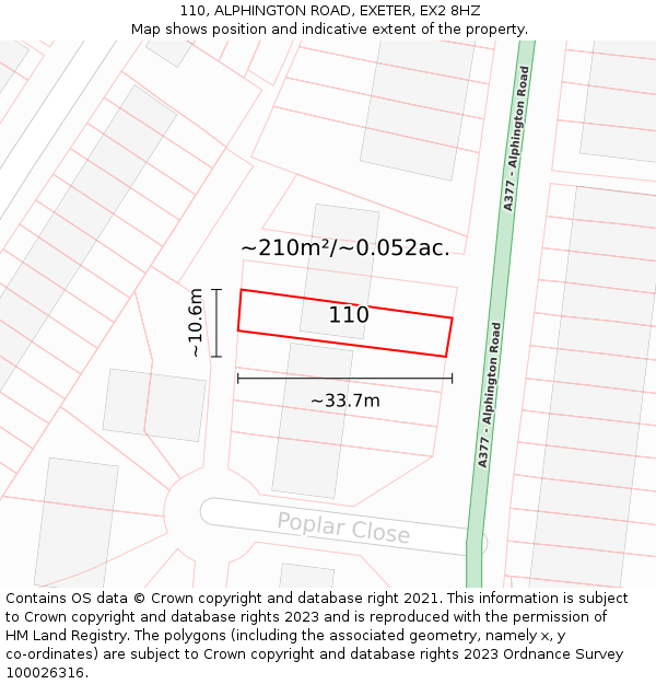 110, ALPHINGTON ROAD, EXETER, EX2 8HZ: Plot and title map