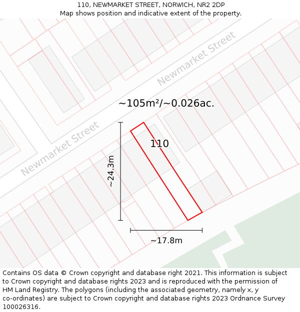 110, NEWMARKET STREET, NORWICH, NR2 2DP: Plot and title map