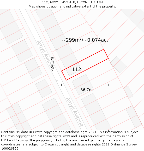 112, ARGYLL AVENUE, LUTON, LU3 1EH: Plot and title map