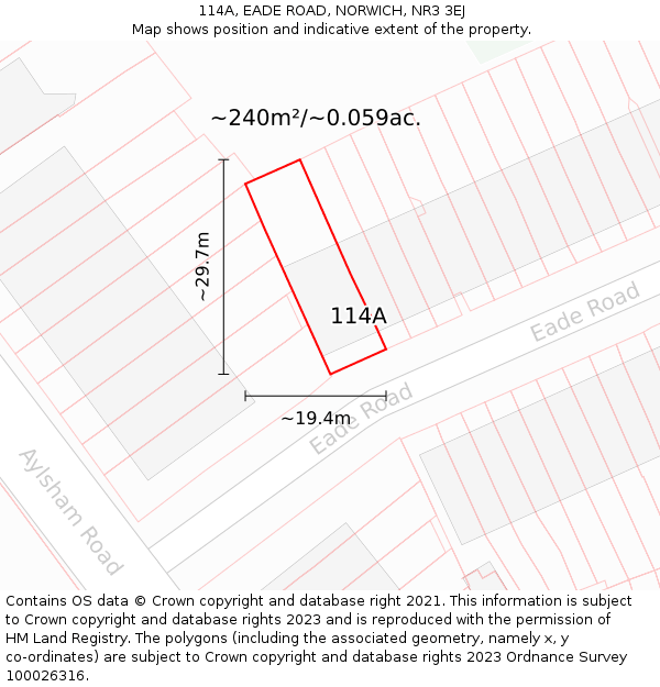 114A, EADE ROAD, NORWICH, NR3 3EJ: Plot and title map