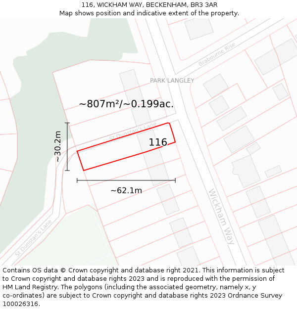 116, WICKHAM WAY, BECKENHAM, BR3 3AR: Plot and title map