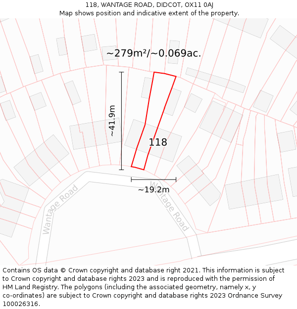 118, WANTAGE ROAD, DIDCOT, OX11 0AJ: Plot and title map