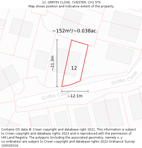 12, GRIFFIN CLOSE, CHESTER, CH1 5TX: Plot and title map