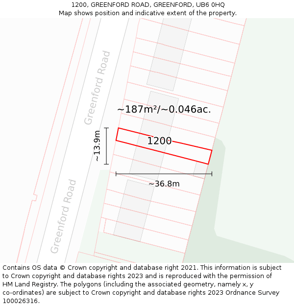 1200, GREENFORD ROAD, GREENFORD, UB6 0HQ: Plot and title map