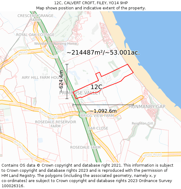 12C, CALVERT CROFT, FILEY, YO14 9HP: Plot and title map