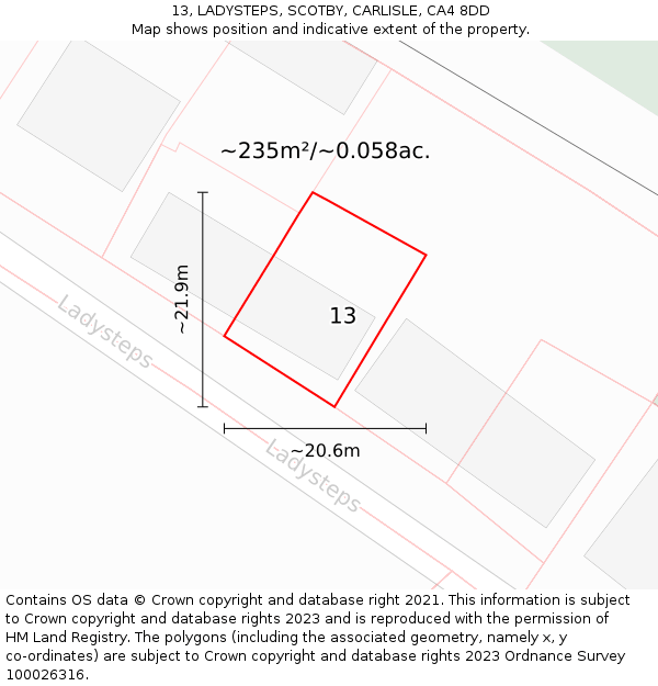13, LADYSTEPS, SCOTBY, CARLISLE, CA4 8DD: Plot and title map