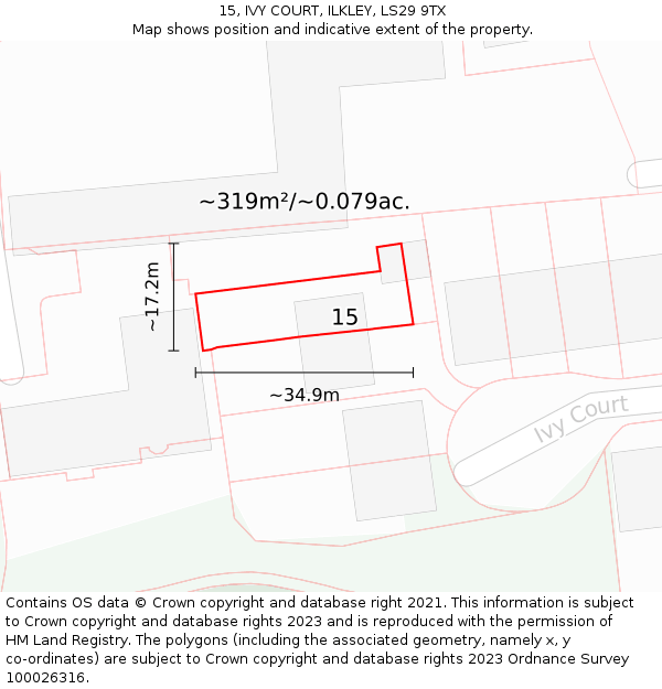 15, IVY COURT, ILKLEY, LS29 9TX: Plot and title map