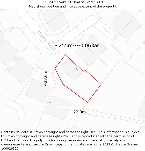 15, MAIZE WAY, NUNEATON, CV10 9AN: Plot and title map