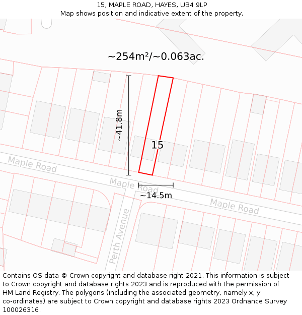 15, MAPLE ROAD, HAYES, UB4 9LP: Plot and title map