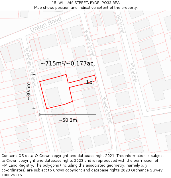 15, WILLIAM STREET, RYDE, PO33 3EA: Plot and title map