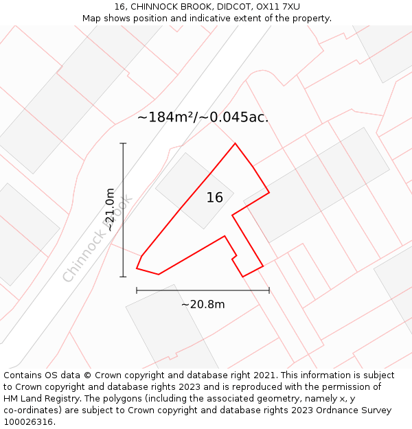 16, CHINNOCK BROOK, DIDCOT, OX11 7XU: Plot and title map