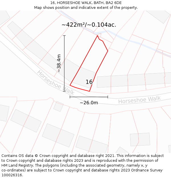 16, HORSESHOE WALK, BATH, BA2 6DE: Plot and title map