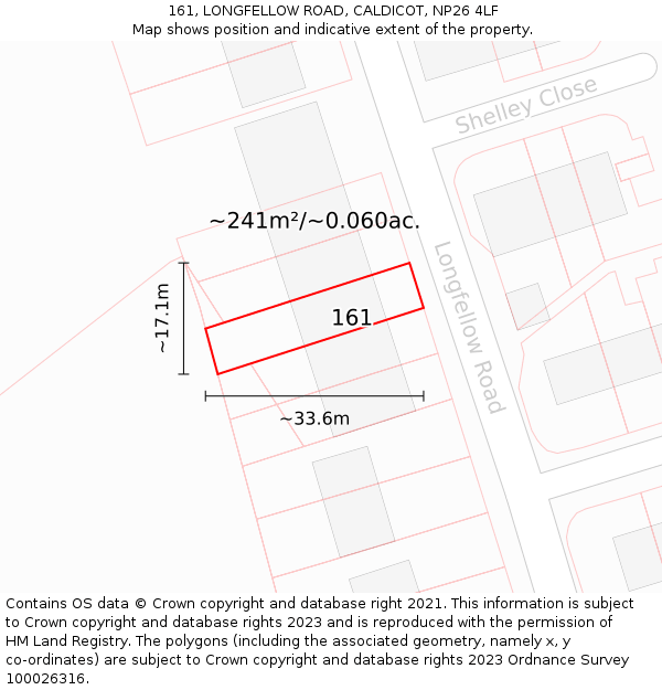 161, LONGFELLOW ROAD, CALDICOT, NP26 4LF: Plot and title map