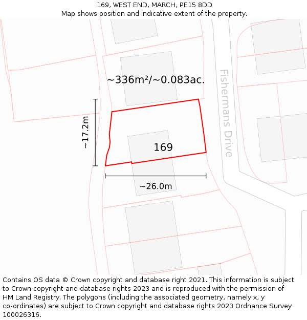 169, WEST END, MARCH, PE15 8DD: Plot and title map