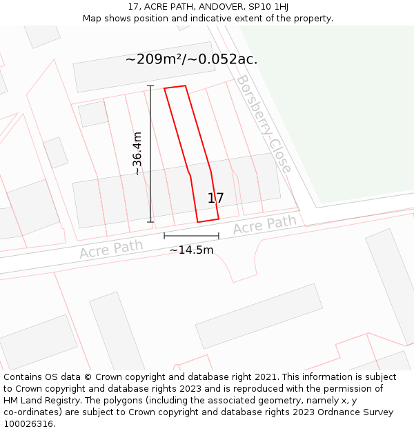 17, ACRE PATH, ANDOVER, SP10 1HJ: Plot and title map