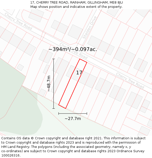 17, CHERRY TREE ROAD, RAINHAM, GILLINGHAM, ME8 8JU: Plot and title map