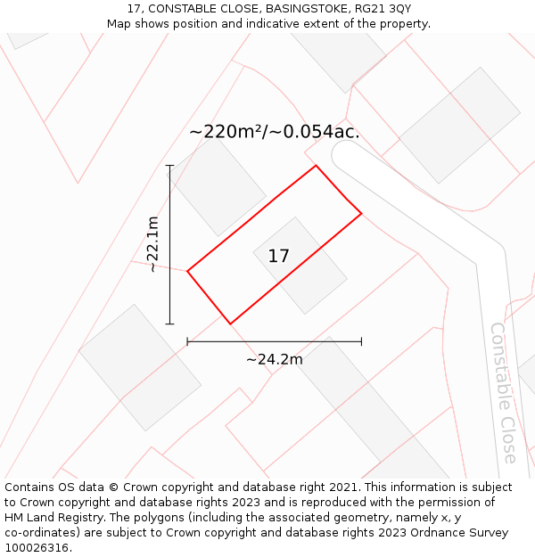 17, CONSTABLE CLOSE, BASINGSTOKE, RG21 3QY: Plot and title map