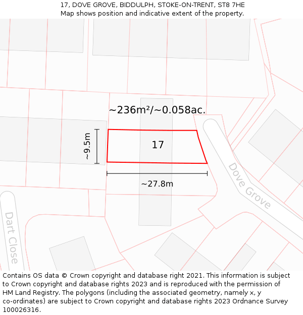 17, DOVE GROVE, BIDDULPH, STOKE-ON-TRENT, ST8 7HE: Plot and title map