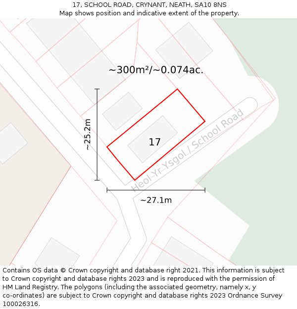 17, SCHOOL ROAD, CRYNANT, NEATH, SA10 8NS: Plot and title map