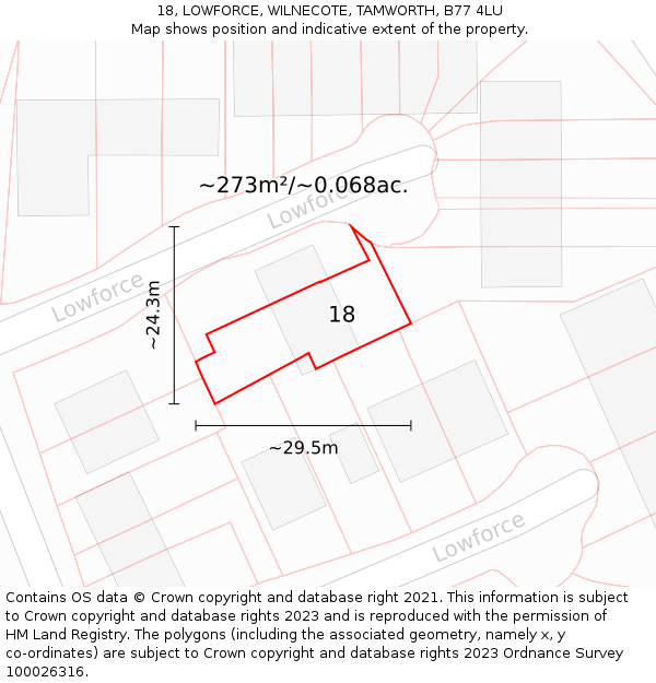 18, LOWFORCE, WILNECOTE, TAMWORTH, B77 4LU: Plot and title map
