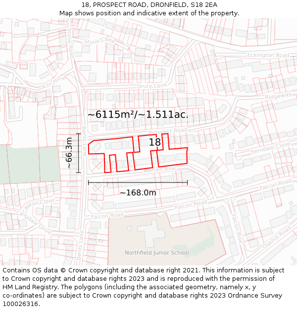 18, PROSPECT ROAD, DRONFIELD, S18 2EA: Plot and title map