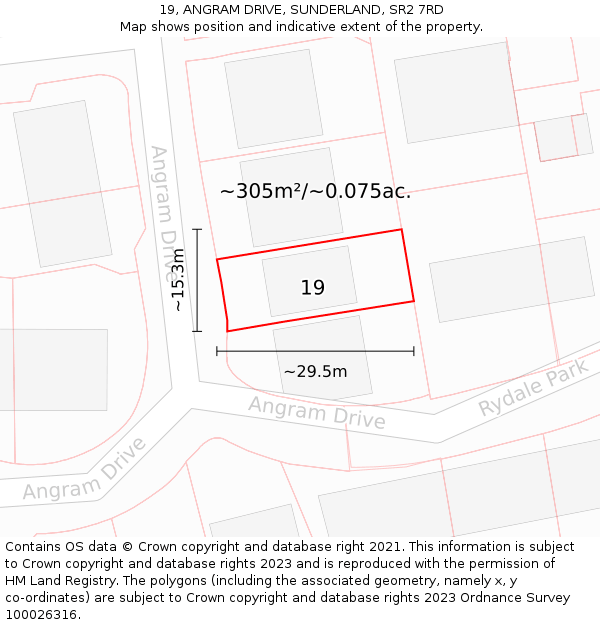 19, ANGRAM DRIVE, SUNDERLAND, SR2 7RD: Plot and title map