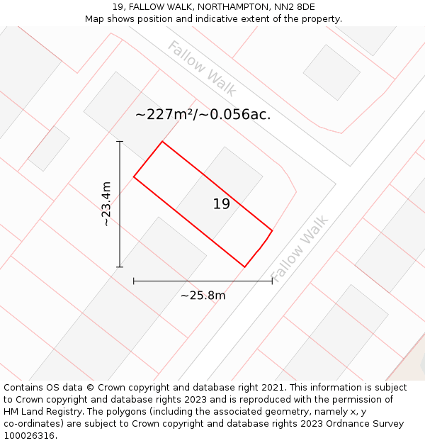 19, FALLOW WALK, NORTHAMPTON, NN2 8DE: Plot and title map