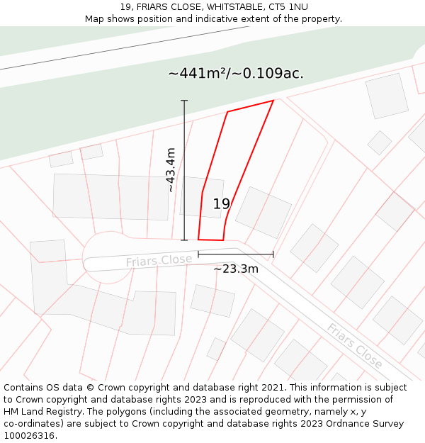 19, FRIARS CLOSE, WHITSTABLE, CT5 1NU: Plot and title map