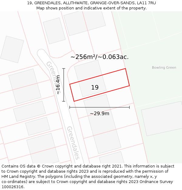 19, GREENDALES, ALLITHWAITE, GRANGE-OVER-SANDS, LA11 7RU: Plot and title map