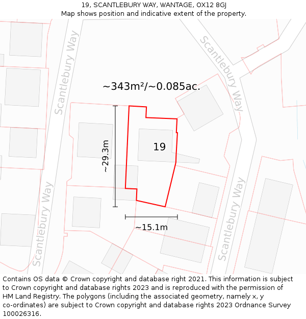19, SCANTLEBURY WAY, WANTAGE, OX12 8GJ: Plot and title map