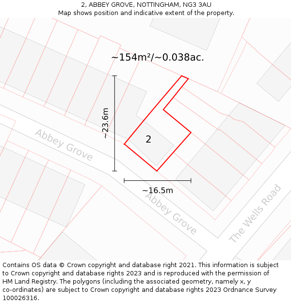 2, ABBEY GROVE, NOTTINGHAM, NG3 3AU: Plot and title map